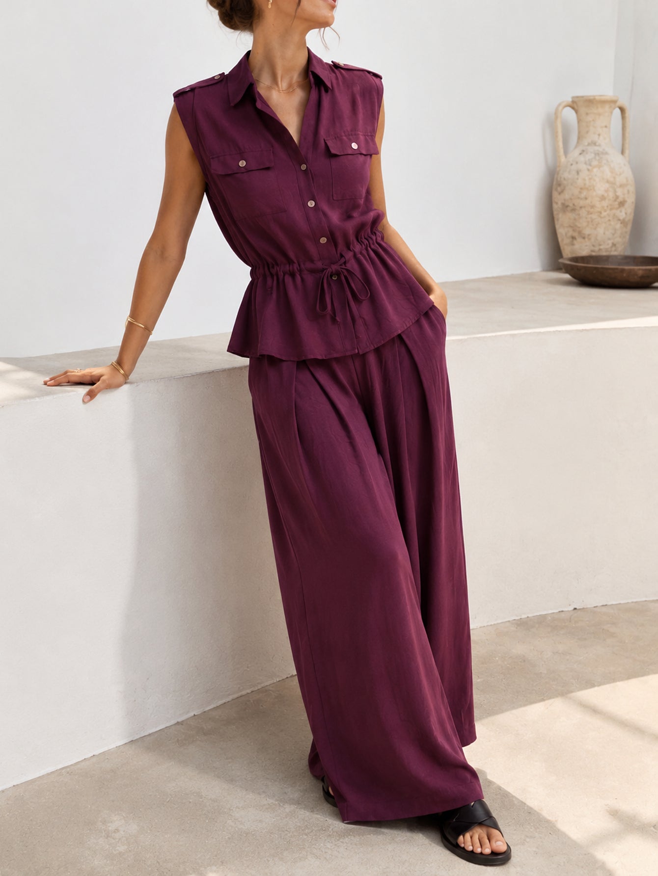 Conjunto Premium de Chaleco y Pantalón Palazzo