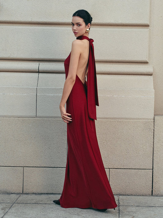 ✨Deslumbrante Vestido Largo de Satén con Espalda Descubierta