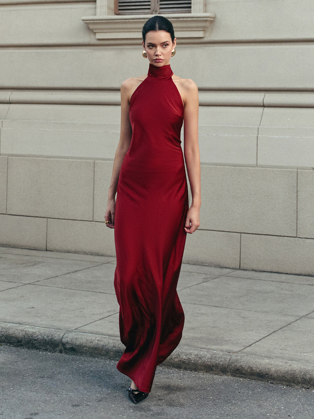 ✨Deslumbrante Vestido Largo de Satén con Espalda Descubierta