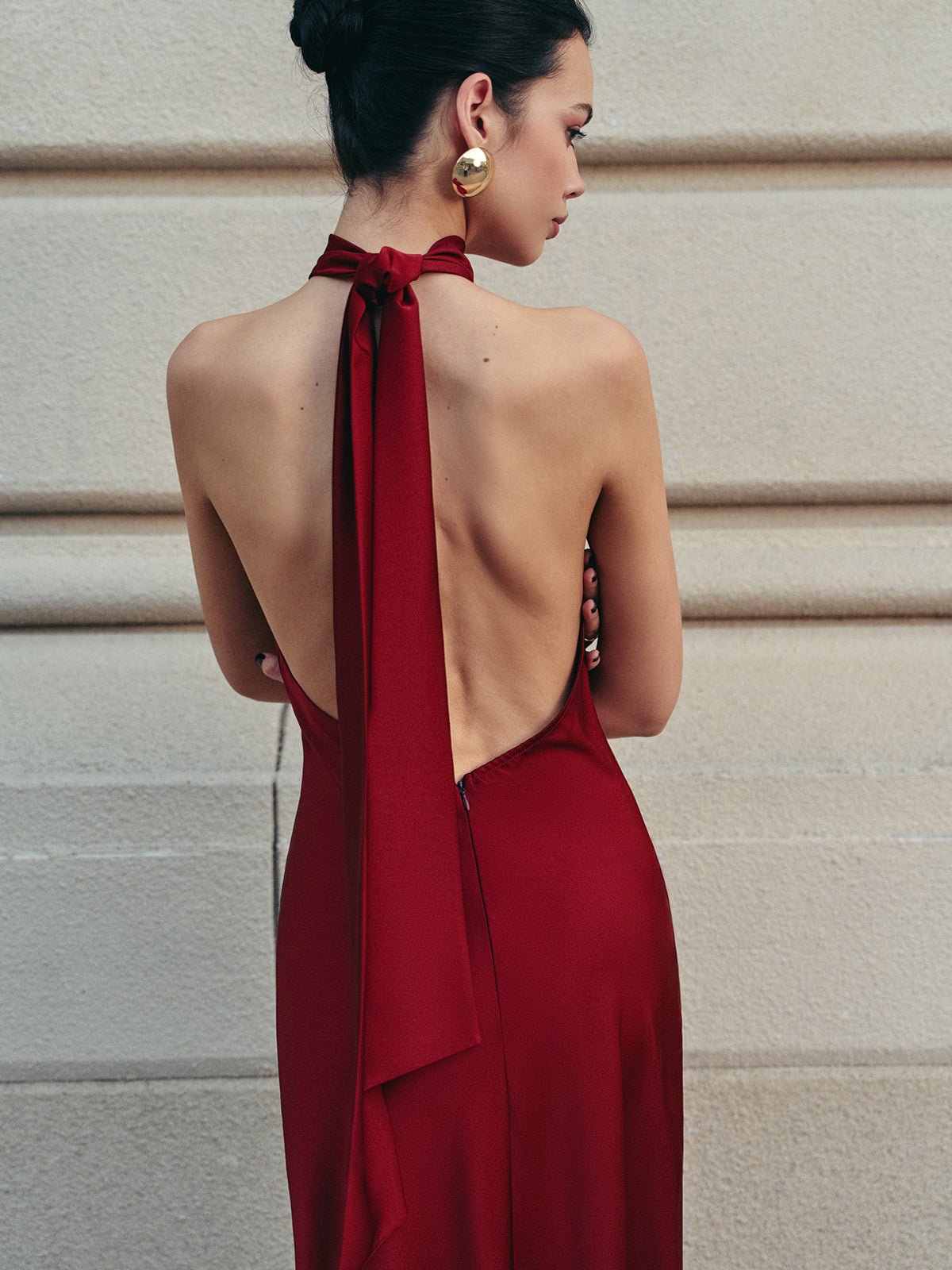 ✨Deslumbrante Vestido Largo de Satén con Espalda Descubierta