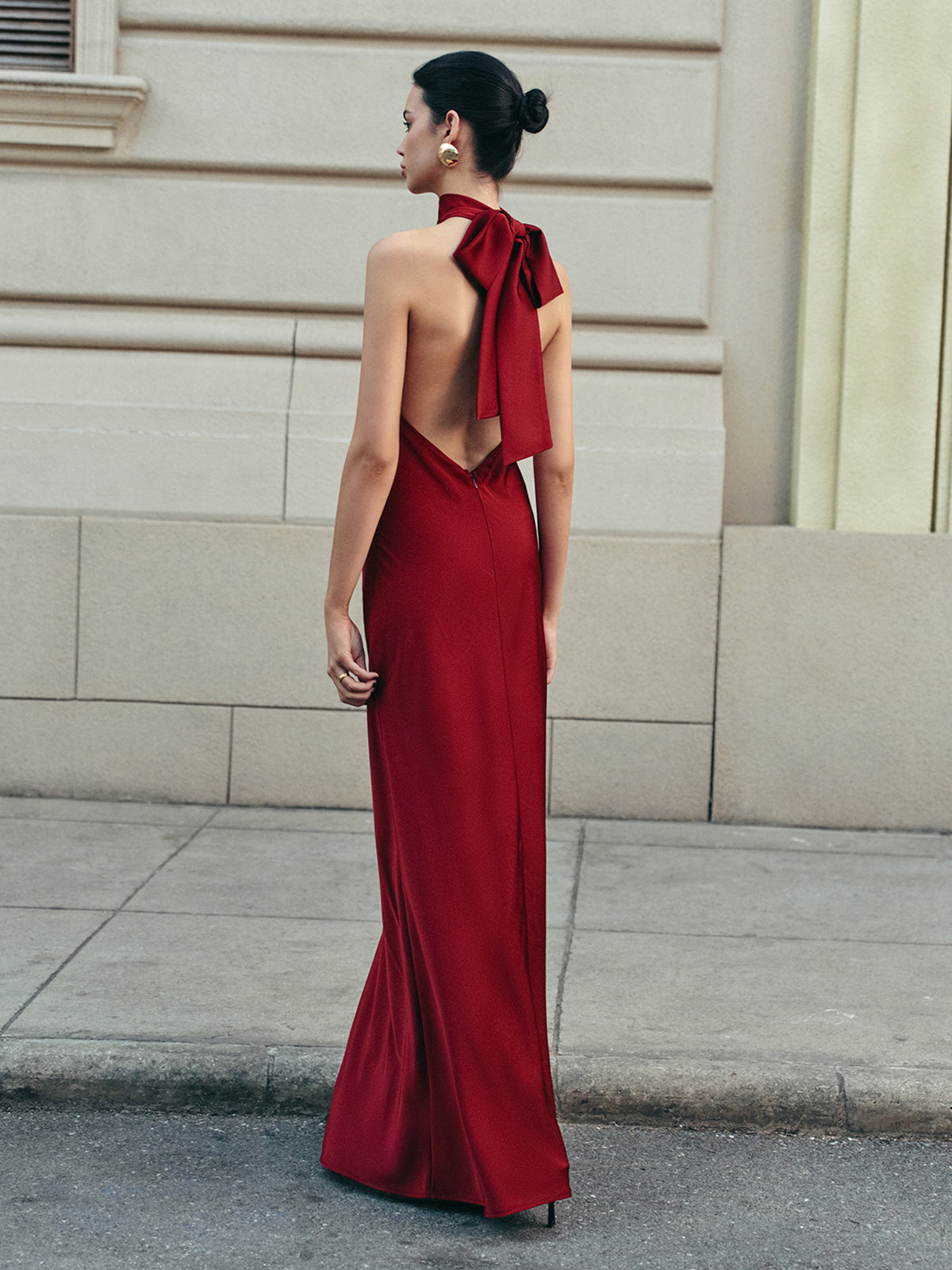 ✨Deslumbrante Vestido Largo de Satén con Espalda Descubierta