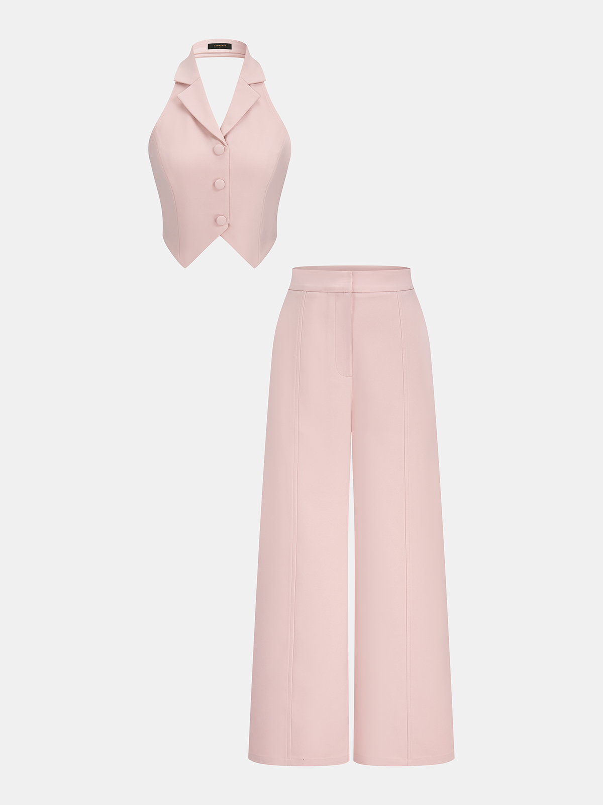 Conjunto Elegante con Chaleco Halter y Pantalón Palazzo