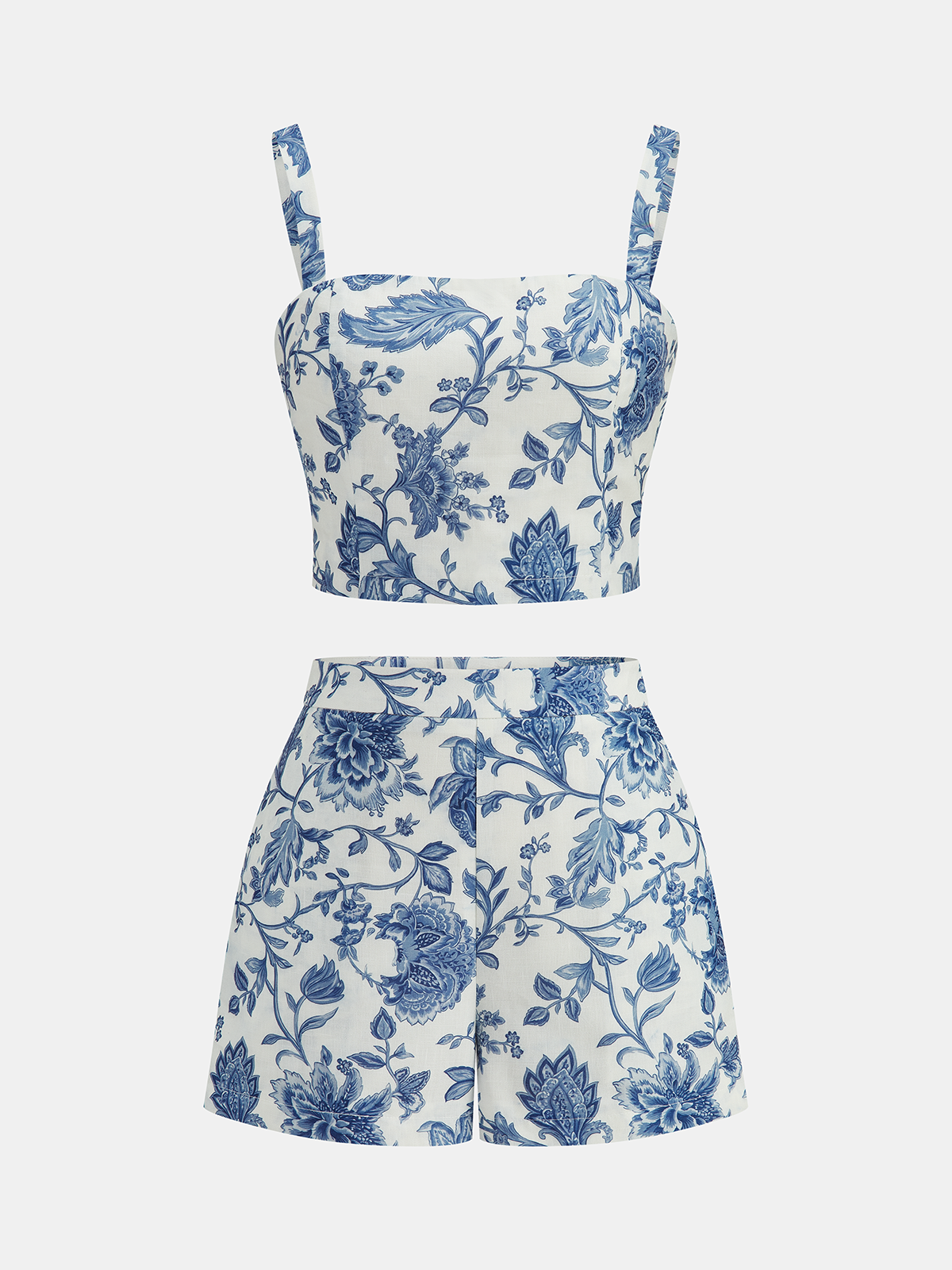 Conjunto Premium: Top con estampado floral y pantalón corto, estilo fresco y elegante