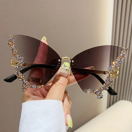 Gafas de Sol Mariposa con Diamantes Brillantes