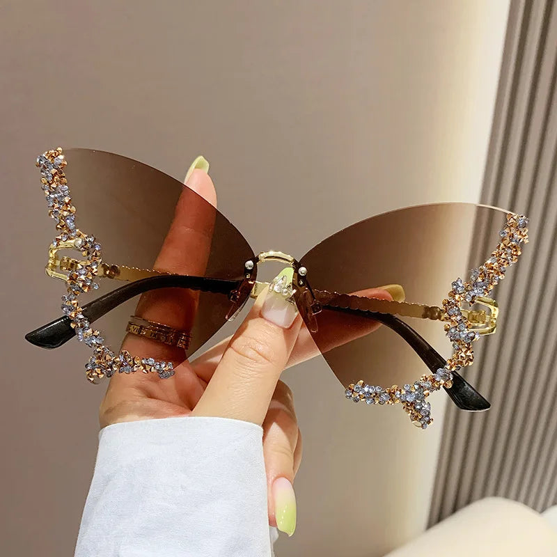 Gafas de Sol Mariposa con Diamantes Brillantes