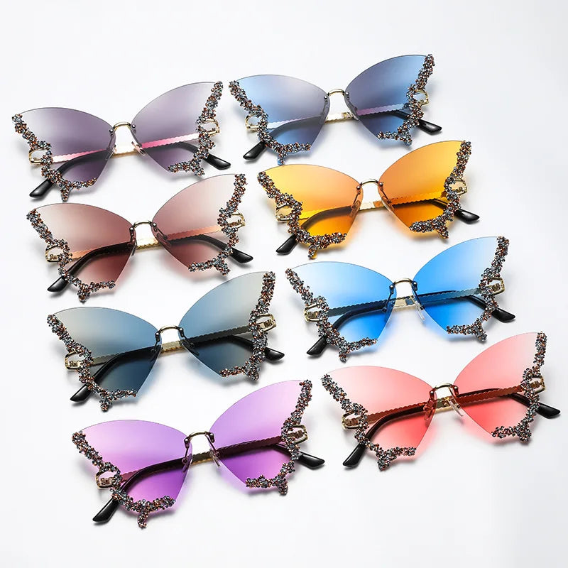 Gafas de Sol Mariposa con Diamantes Brillantes