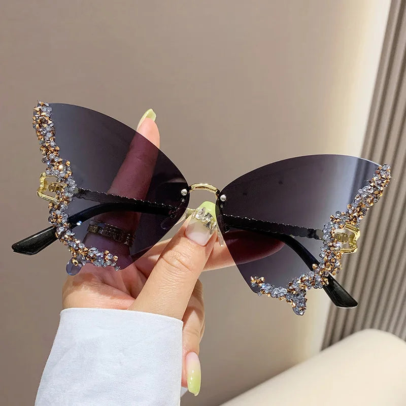 Gafas de Sol Mariposa con Diamantes Brillantes