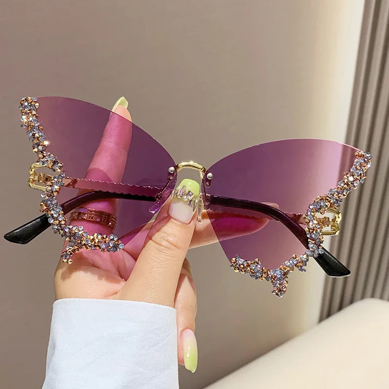 Gafas de Sol Mariposa con Diamantes Brillantes
