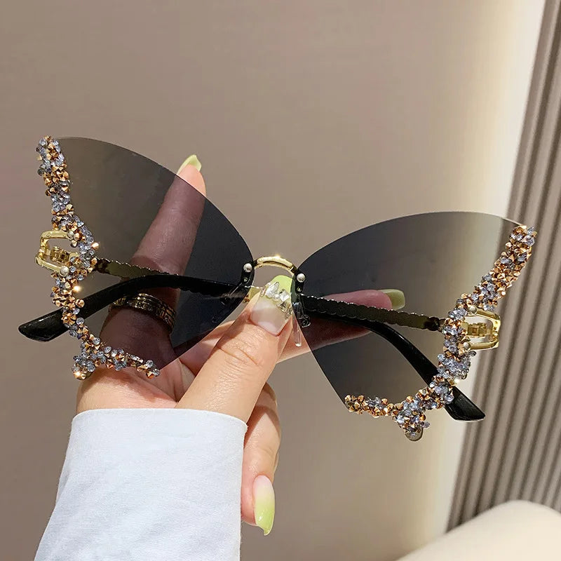 Gafas de Sol Mariposa con Diamantes Brillantes
