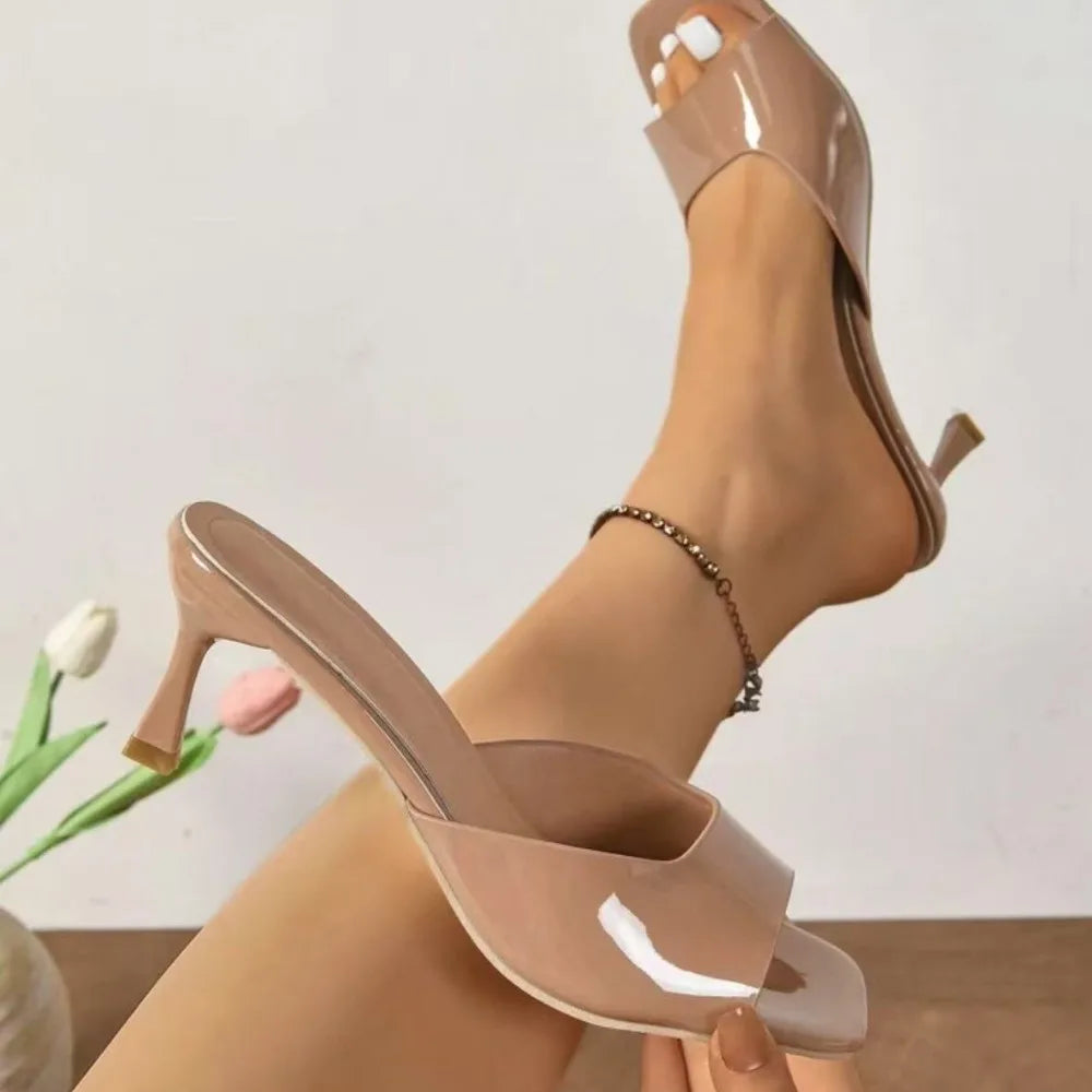 Tacones Elegantes con Punta Abierta - Estilo Sofisticado y Cómodos