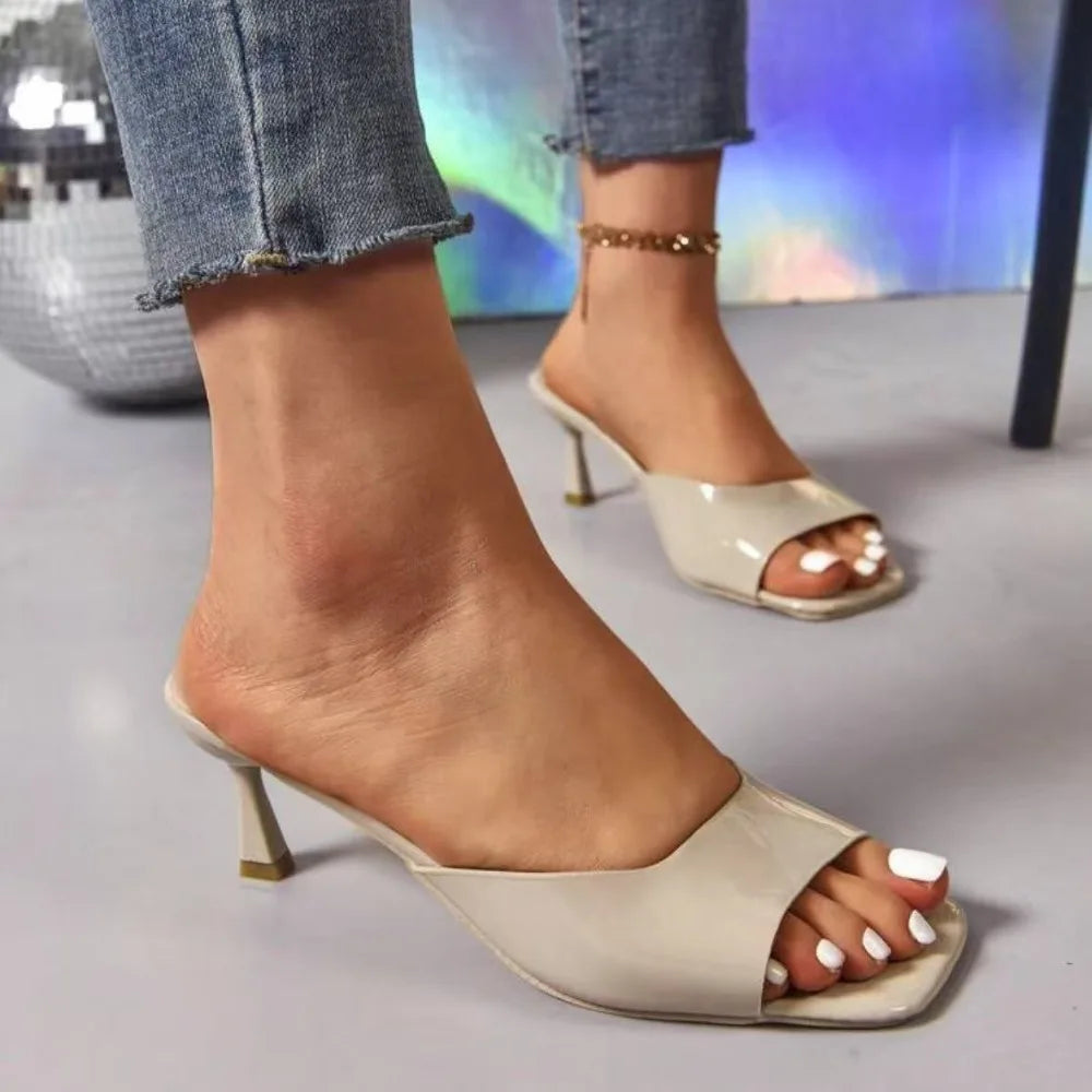 Tacones Elegantes con Punta Abierta - Estilo Sofisticado y Cómodos