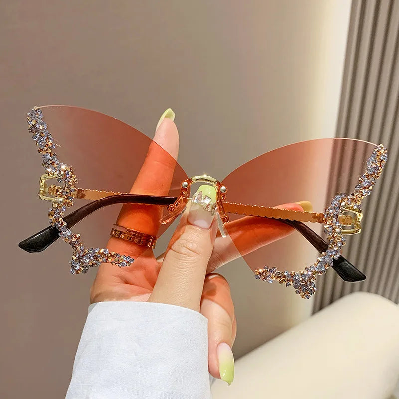 Gafas de Sol Mariposa con Diamantes Brillantes