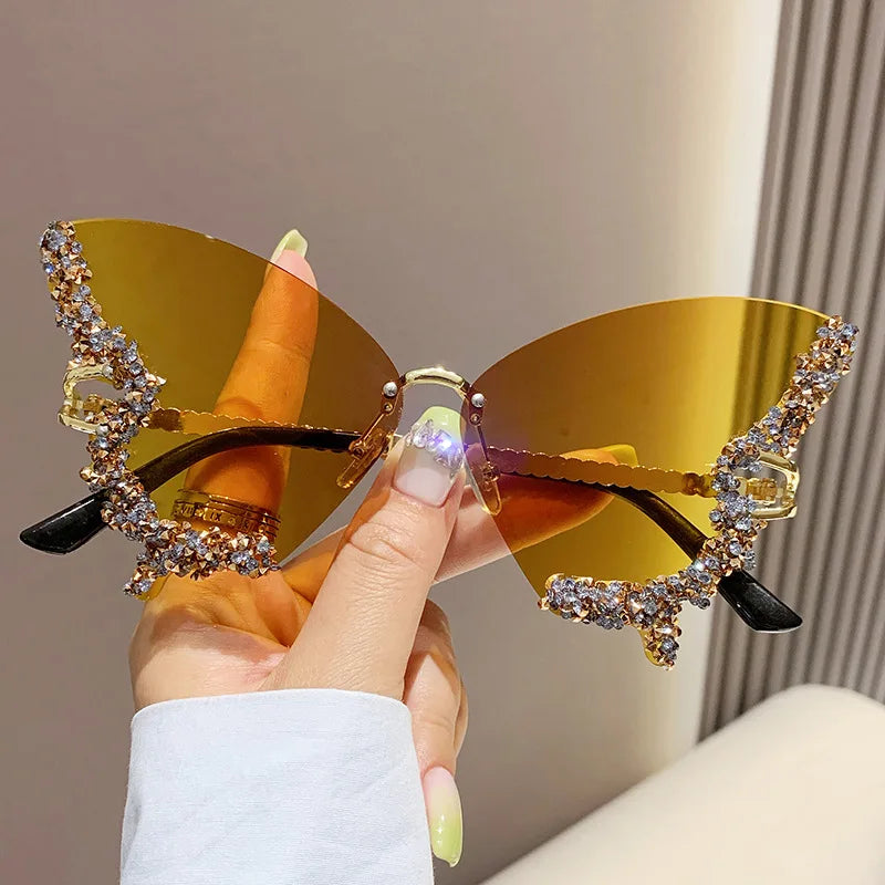 Gafas de Sol Mariposa con Diamantes Brillantes